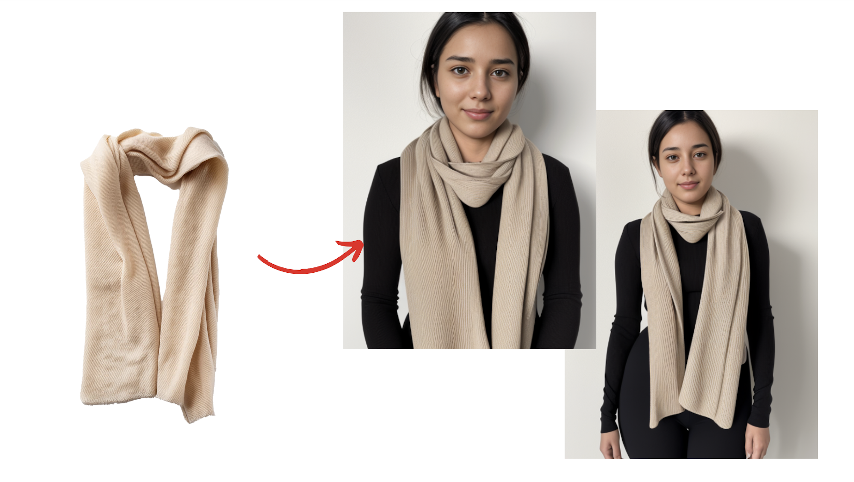 example of scarf to model ai generation